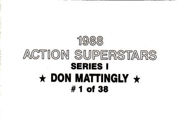 1988 Action Superstars (38 cards, unlicensed) #1 Don Mattingly Back