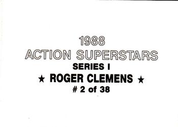 1988 Action Superstars (38 cards, unlicensed) #2 Roger Clemens Back