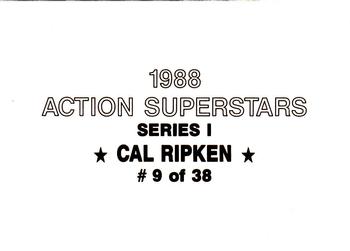 1988 Action Superstars (38 cards, unlicensed) #9 Cal Ripken Back