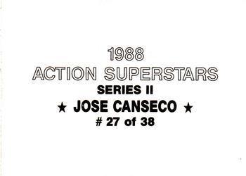 1988 Action Superstars (38 cards, unlicensed) #27 Jose Canseco Back