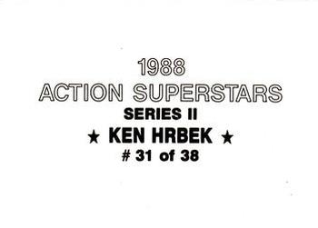 1988 Action Superstars (38 cards, unlicensed) #31 Kent Hrbek Back