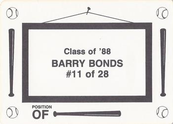 1988 Class of '88 (unlicensed) #11 Barry Bonds Back
