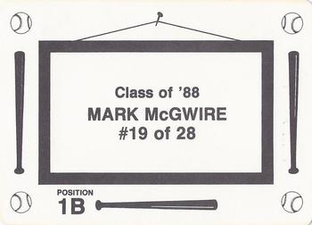 1988 Class of '88 (unlicensed) #19 Mark McGwire Back