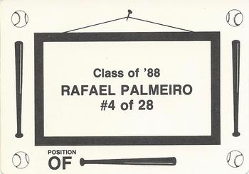 1988 Class of '88 (unlicensed) #4 Rafael Palmeiro Back