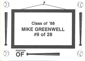 1988 Class of '88 (unlicensed) #9 Mike Greenwell Back