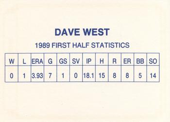 1989 Black and Silver (unlicensed) #NNO Dave West Back