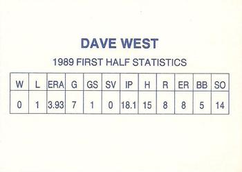 1989 Black and Silver (unlicensed) #NNO Dave West Back
