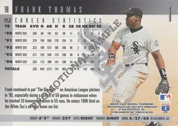 1996 Donruss - Promotional Samples #1 Frank Thomas Back