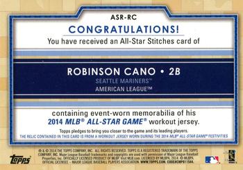 2014 Topps Update - All-Star Stitches #ASR-RC Robinson Cano Back