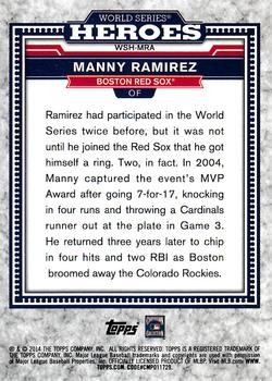 2014 Topps Update - World Series Heroes #WSH-MRA Manny Ramirez Back