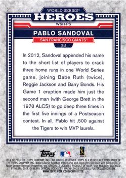 2014 Topps Update - World Series Heroes #WSH-PS Pablo Sandoval Back