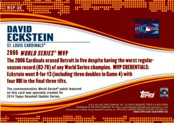 2014 Topps Update - World Series MVP Patches #WSP-DE David Eckstein Back