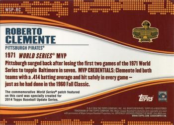 2014 Topps Update - World Series MVP Patches #WSP-RC Roberto Clemente Back