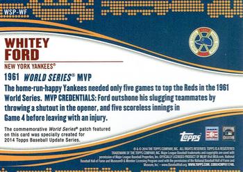 2014 Topps Update - World Series MVP Patches #WSP-WF Whitey Ford Back