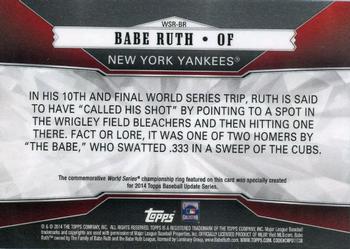 2014 Topps Update - World Series Rings Gold #WSR-BR Babe Ruth Back