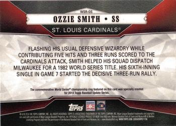 2014 Topps Update - World Series Rings Silver #WSR-OS Ozzie Smith Back