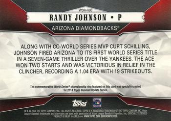 2014 Topps Update - World Series Rings Silver #WSR-RJO Randy Johnson Back