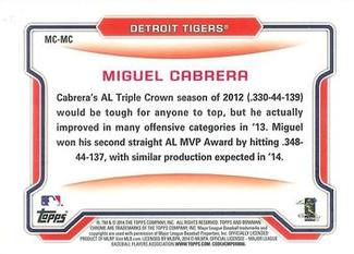 2014 Bowman Chrome - Mini #MC-MC Miguel Cabrera Back