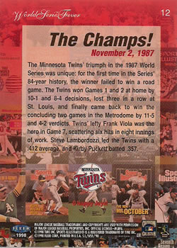 1998 Sports Illustrated World Series Fever #12 1987 World Series Back
