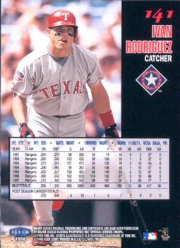 1998 Sports Illustrated World Series Fever #141 Ivan Rodriguez Back