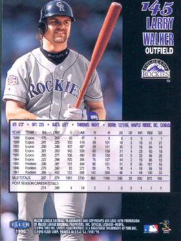 1998 Sports Illustrated World Series Fever #145 Larry Walker Back