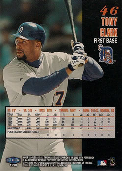 1998 Sports Illustrated World Series Fever #46 Tony Clark Back