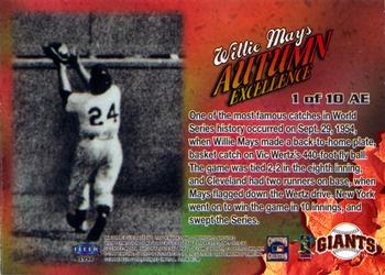 1998 Sports Illustrated World Series Fever - Autumn Excellence #1 AE Willie Mays Back