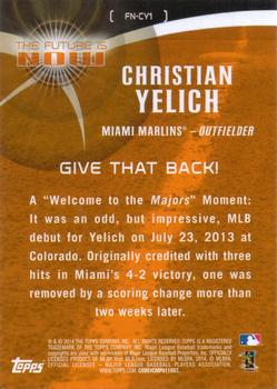2014 Topps Update - The Future is Now #FN-CY1 Christian Yelich Back