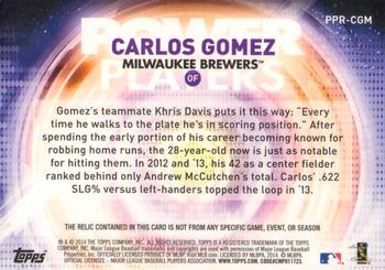 2014 Topps Update - Power Players Relic #PPR-CGM Carlos Gomez Back