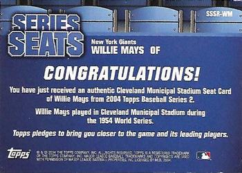 2004 Topps - Series Seats Relics #SSSR-WM Willie Mays Back