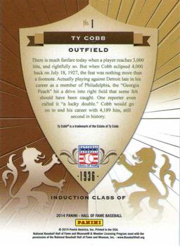 2014 Panini Hall of Fame 75th Year Anniversary - Crusades #1 Ty Cobb Back