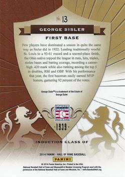 2014 Panini Hall of Fame 75th Year Anniversary - Crusades #13 George Sisler Back