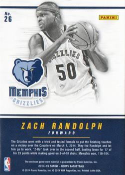 2014-15 Hoops - Authentics #26 Zach Randolph Back