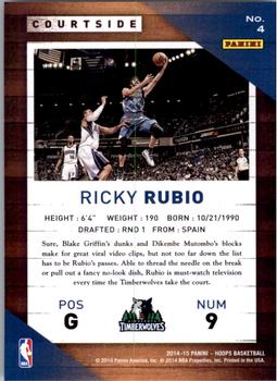 2014-15 Hoops - Courtside #4 Ricky Rubio Back