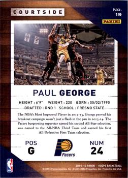 2014-15 Hoops - Courtside #19 Paul George Back