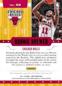 2014-15 Hoops - Great SIGnificance Gold #69 Ronnie Brewer Back
