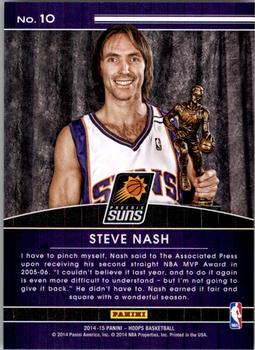 2014-15 Hoops - High Honors #10 Steve Nash Back