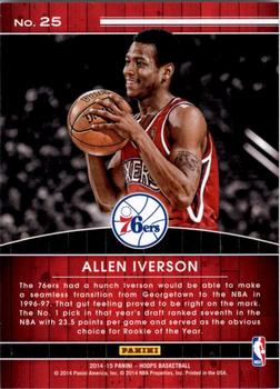 2014-15 Hoops - High Honors #25 Allen Iverson Back