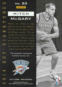 2014-15 Hoops - Hot Signatures #83 Mitch McGary Back