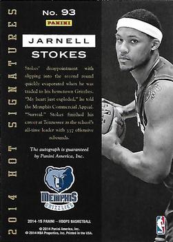 2014-15 Hoops - Hot Signatures #93 Jarnell Stokes Back