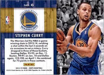 2014-15 Hoops - Lights...Camera...Action! #6 Stephen Curry Back