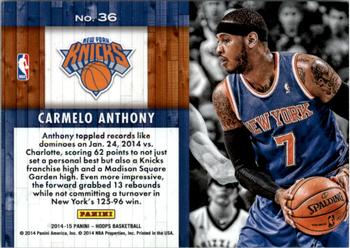 2014-15 Hoops - Lights...Camera...Action! #36 Carmelo Anthony Back