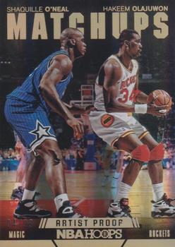2014-15 Hoops - Matchups Artist's Proof #16 Shaquille O'Neal / Hakeem Olajuwon Front