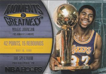 2014-15 Hoops - Moments of Greatness #12 Magic Johnson Front