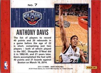 2014-15 Hoops - Moments of Greatness #7 Anthony Davis Back