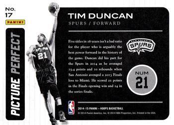 2014-15 Hoops - Picture Perfect #17 Tim Duncan Back