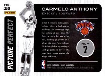 2014-15 Hoops - Picture Perfect #25 Carmelo Anthony Back