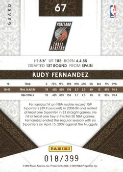 2009-10 Panini Timeless Treasures #67 Rudy Fernandez Back