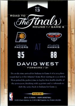 2014-15 Hoops - Road to the Finals #13 David West Back