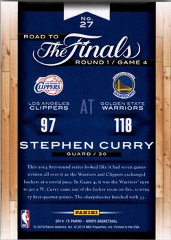2014-15 Hoops - Road to the Finals #27 Stephen Curry Back
